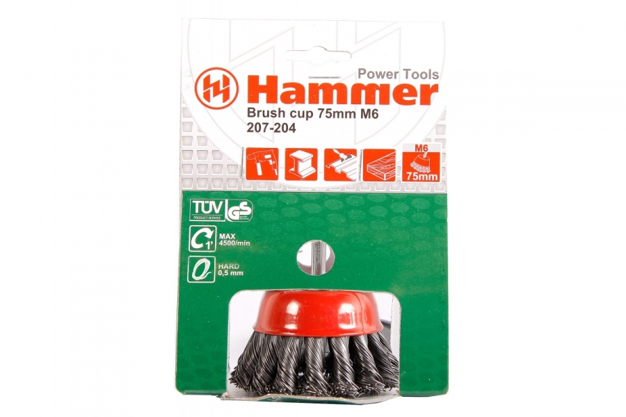 Кордщетка Hammer Flex  65мм M14  чашеобразная витая жесткая для УШМ