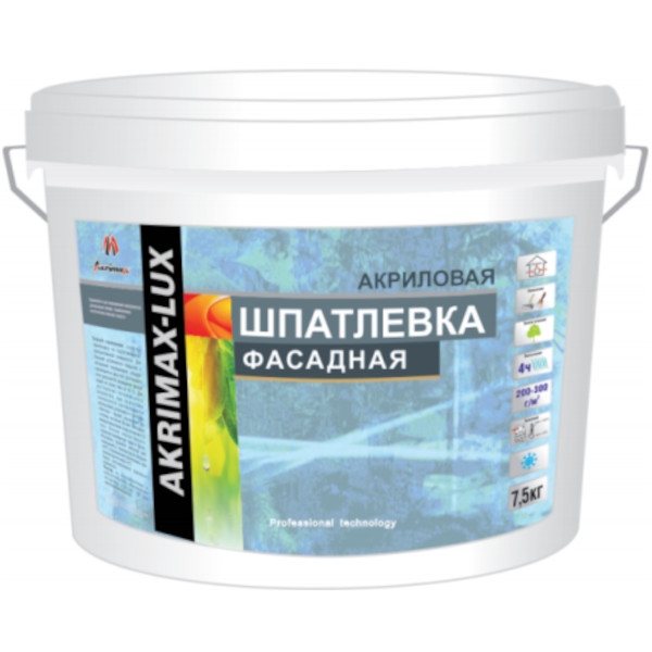 Шпатлевка фасадная Akrimax-lux акриловая.  0,8 кг (8)